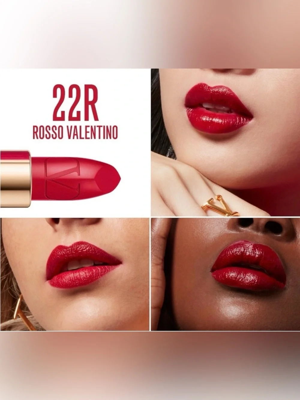 NIB Limited edition VALENTINO Mini Rosso Lipstick Trio w/ black studded bag.